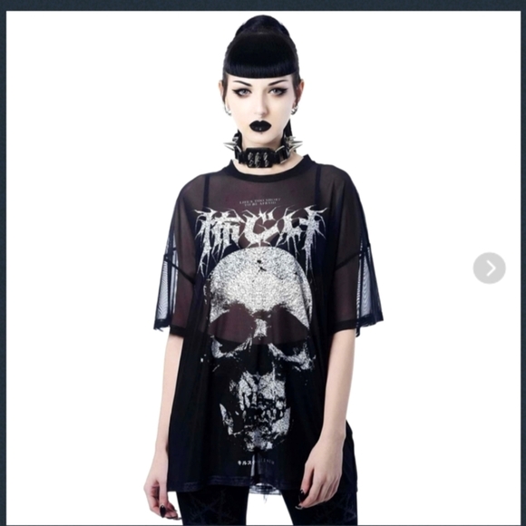 Killstar Fearless Mesh BF Tee Oversized Skull XS - Picture 1 of 6